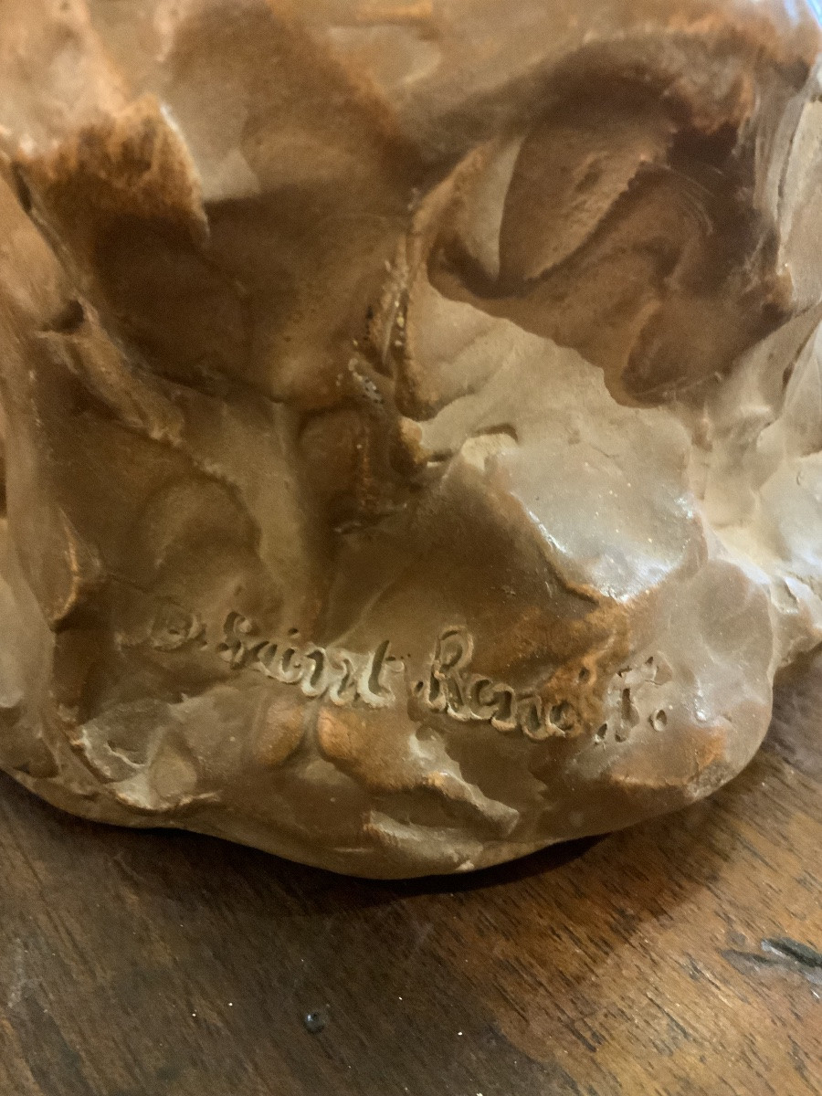 Arlésienne en terre cuite patinée, signée D. Saint René-photo-7