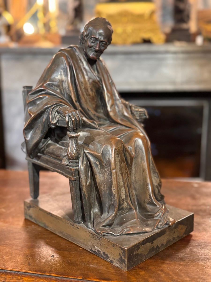 Voltaire Seated, After Jean-antoine Houdon (1741-1828) – 19th Century Bronze-photo-2