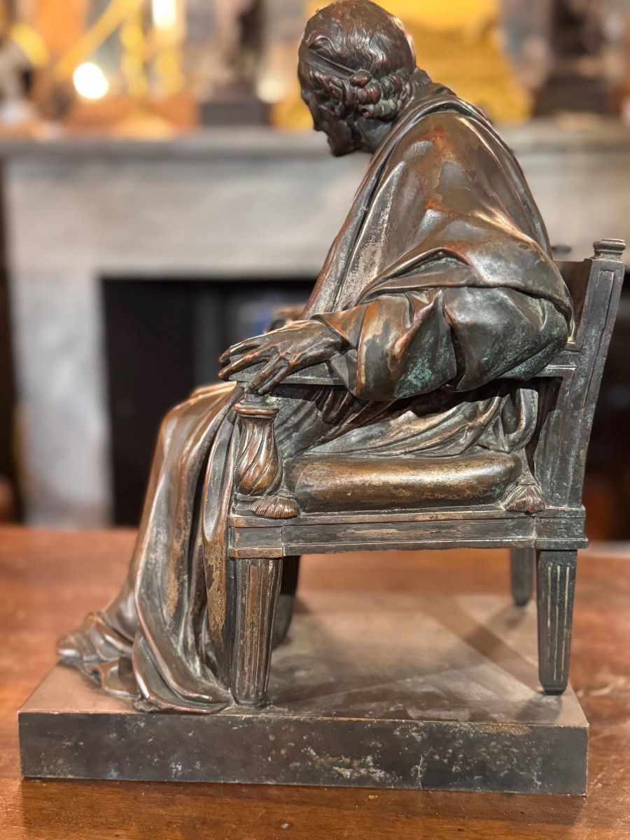 Voltaire Seated, After Jean-antoine Houdon (1741-1828) – 19th Century Bronze-photo-4