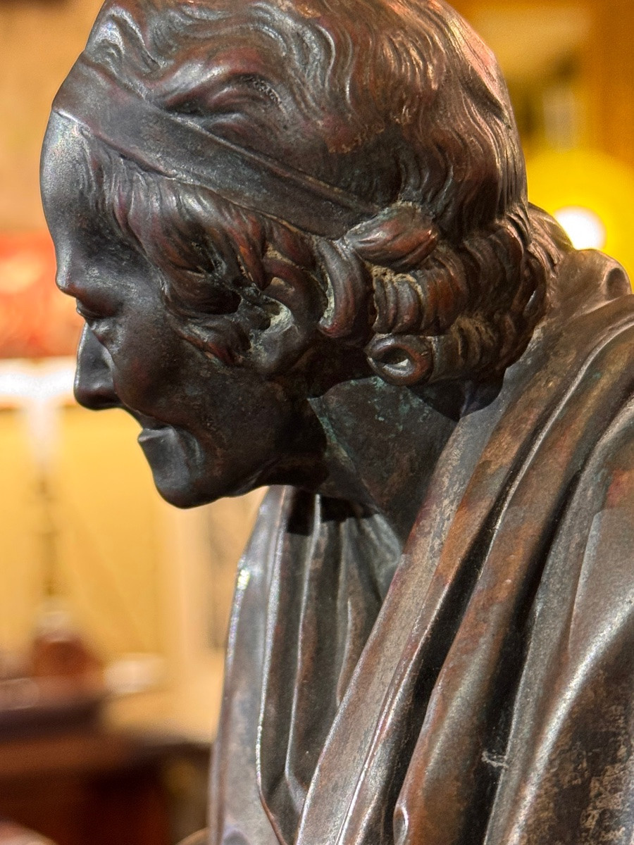 Voltaire Seated, After Jean-antoine Houdon (1741-1828) – 19th Century Bronze-photo-4