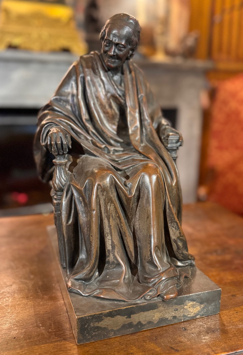 Voltaire Seated, After Jean-antoine Houdon (1741-1828) – 19th Century Bronze
