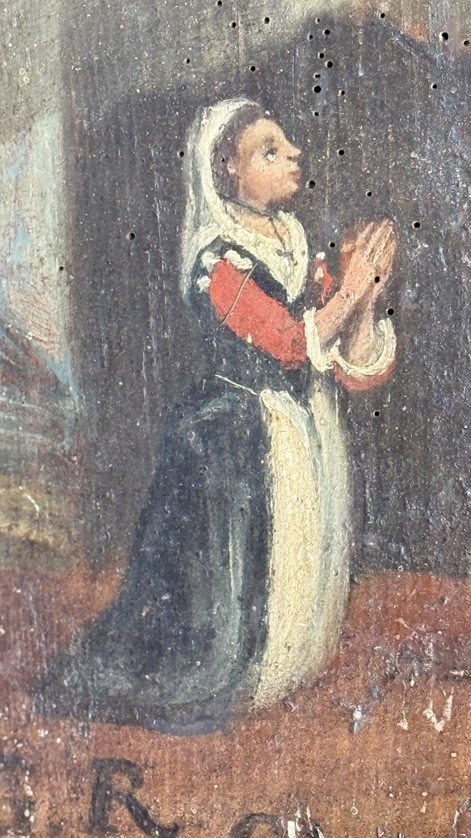 Ex-voto italien du XVIIIe siècle – “G.R.” (Grazia Ricevuta) – Vierge à l’Enfant entourée de sai-photo-2