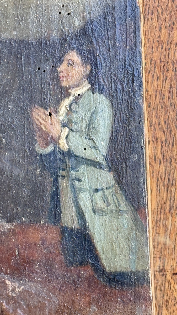 Ex-voto italien du XVIIIe siècle – “G.R.” (Grazia Ricevuta) – Vierge à l’Enfant entourée de sai-photo-3