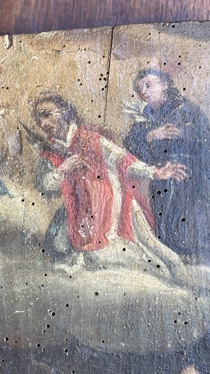 Ex-voto italien du XVIIIe siècle – “G.R.” (Grazia Ricevuta) – Vierge à l’Enfant entourée de sai-photo-2