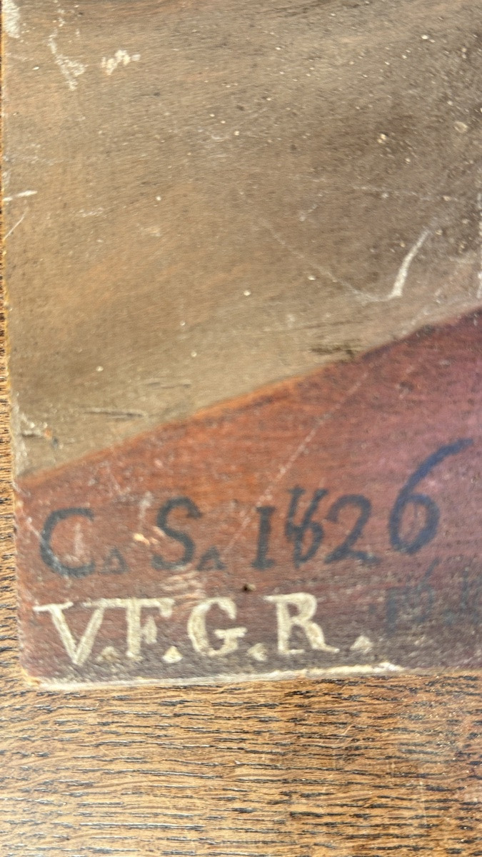 Ex-voto italien daté 1626 – Scène de guérison et apparition mariale – “V.F.G.R.”-photo-4