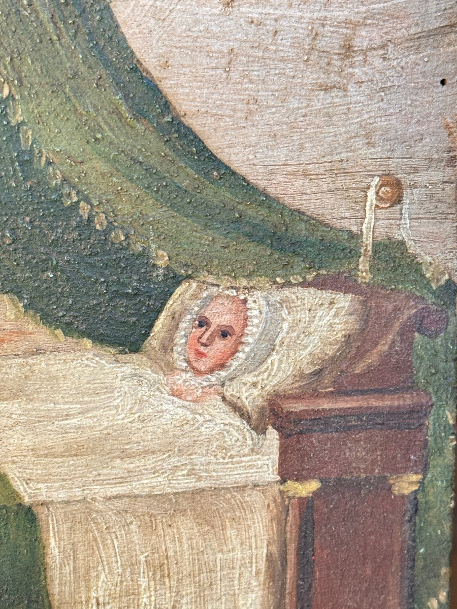 Ex-voto italien daté 1626 – Scène de guérison et apparition mariale – “V.F.G.R.”-photo-3