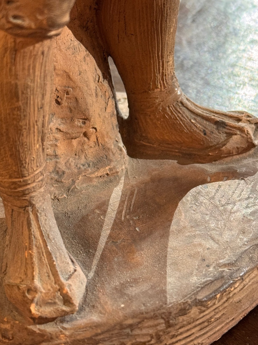 Terre cuite signée Mecret – Jeune pêcheur – Fin XIXe / début XXe siècle-photo-4