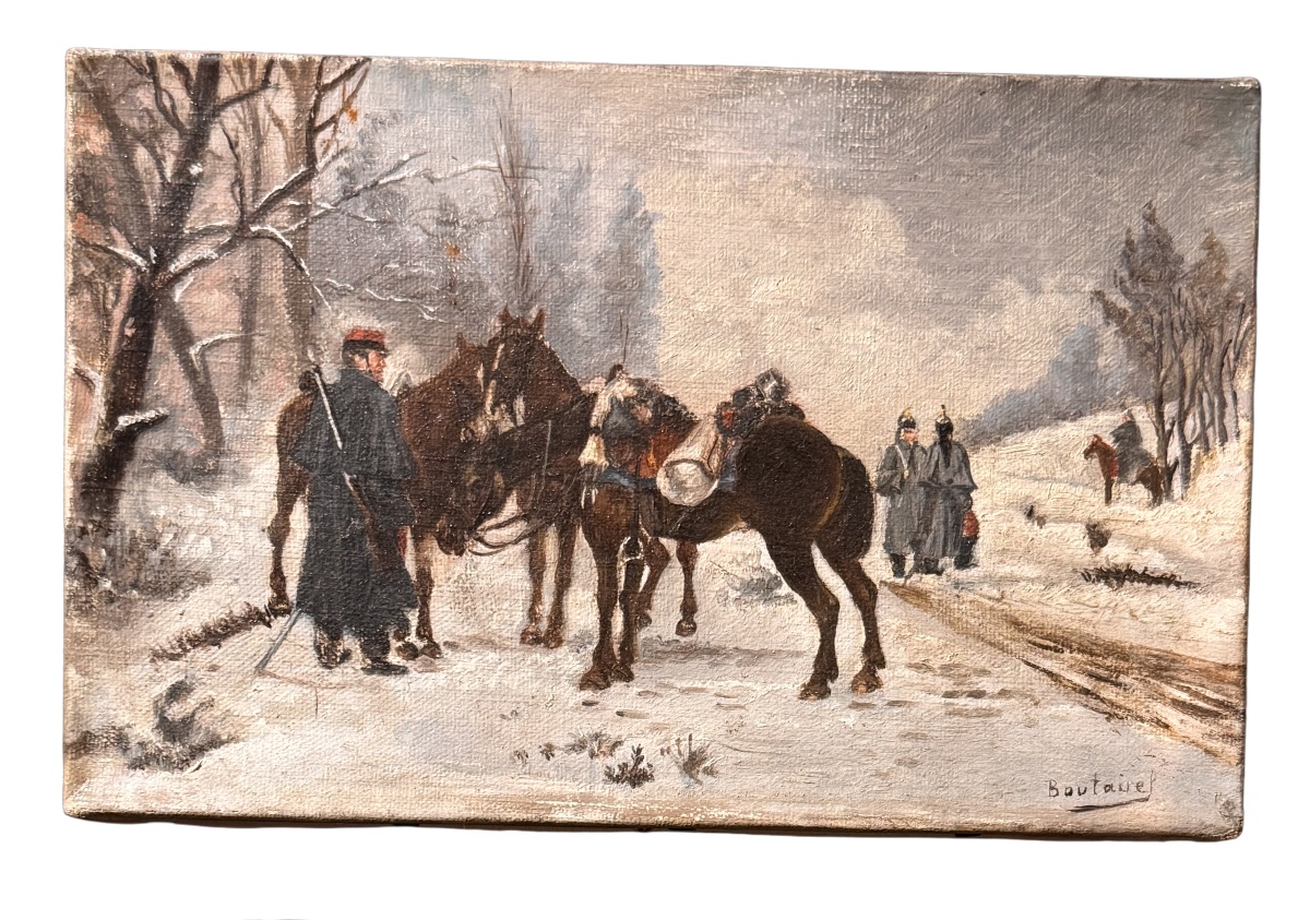 Pair Of Oils On Canvas - Charge Of Cuirassiers, 1870 War - Signed Boutarel-photo-3