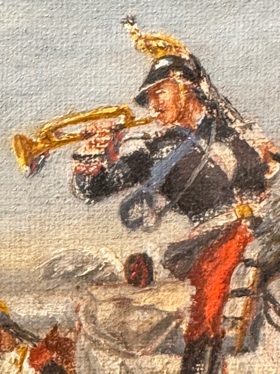 Pair Of Oils On Canvas - Charge Of Cuirassiers, 1870 War - Signed Boutarel-photo-2