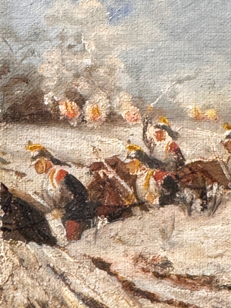 Pair Of Oils On Canvas - Charge Of Cuirassiers, 1870 War - Signed Boutarel-photo-3