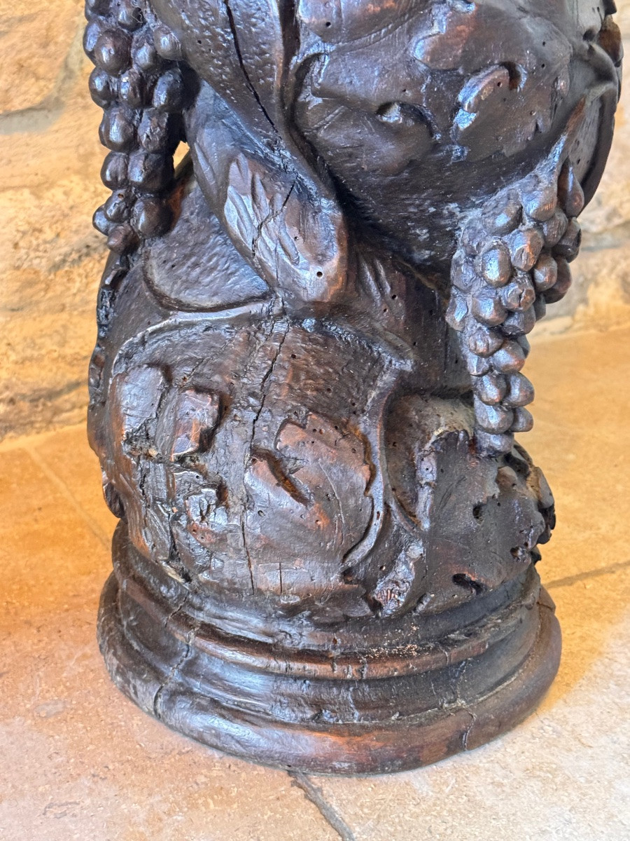 Paire de colonnes torses en bois sculpté – XVIIe siècle-photo-8