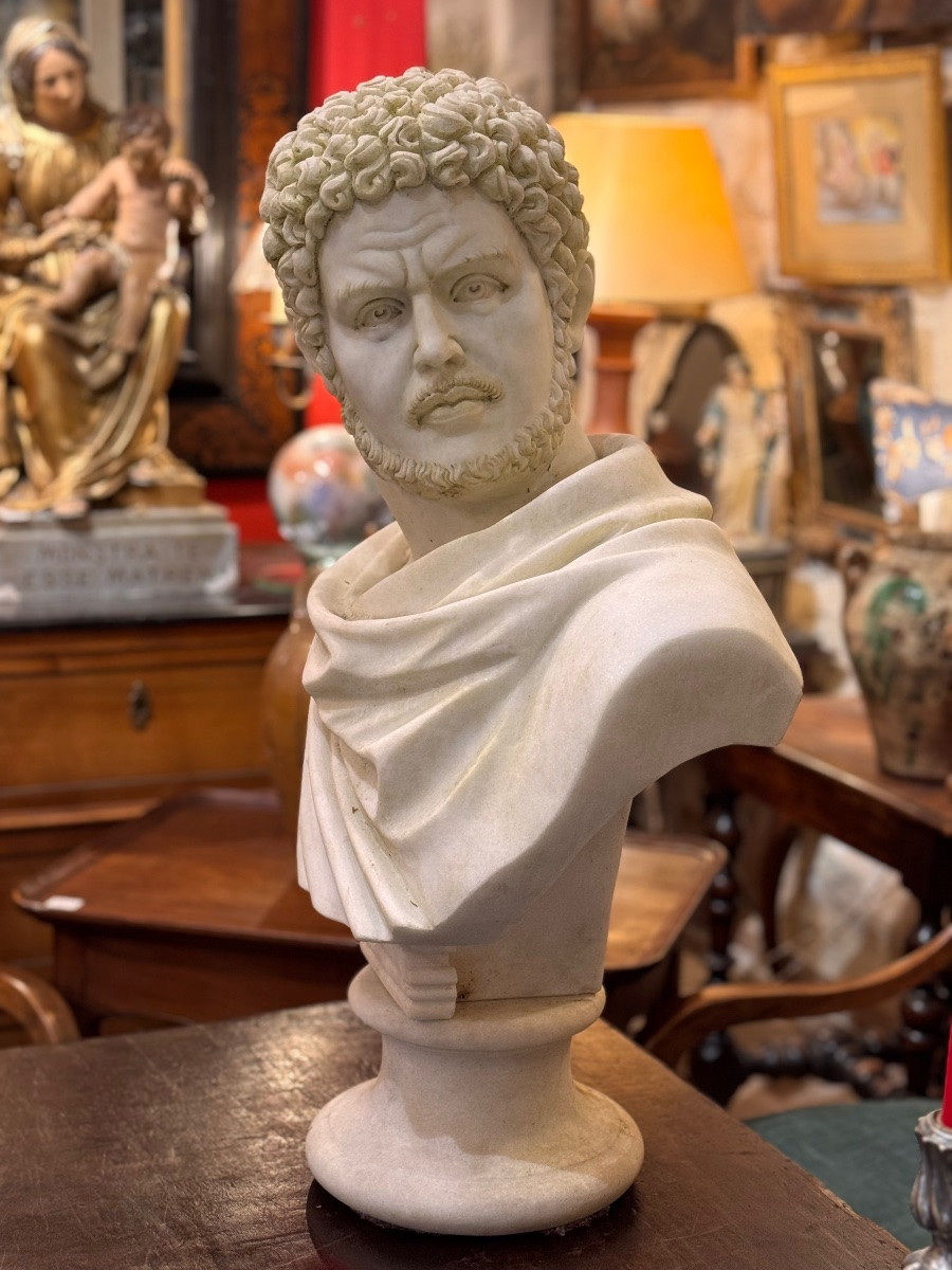 Bust Of Caracalla In White Marble, After Antique-photo-6