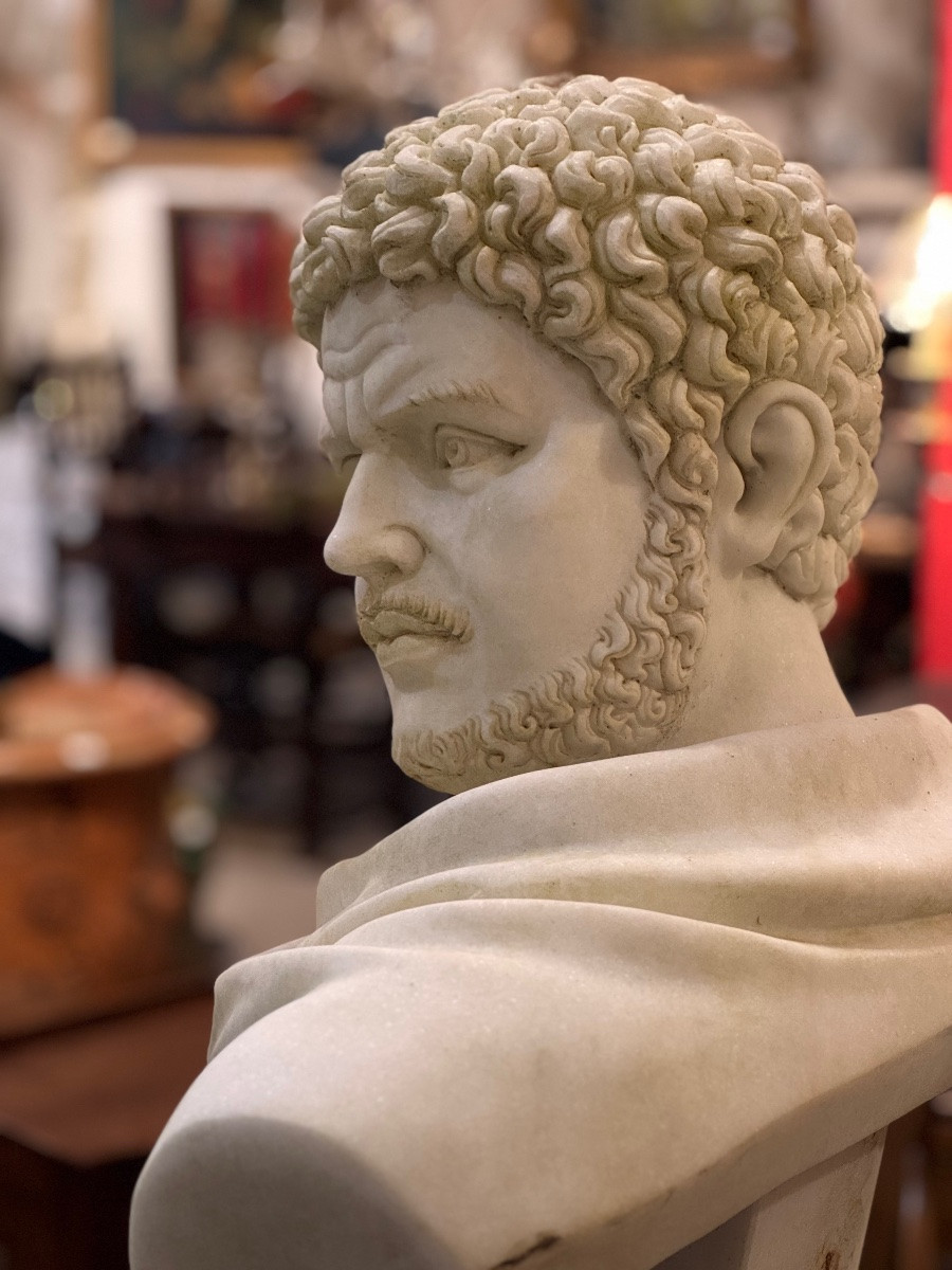 Bust Of Caracalla In White Marble, After Antique-photo-7