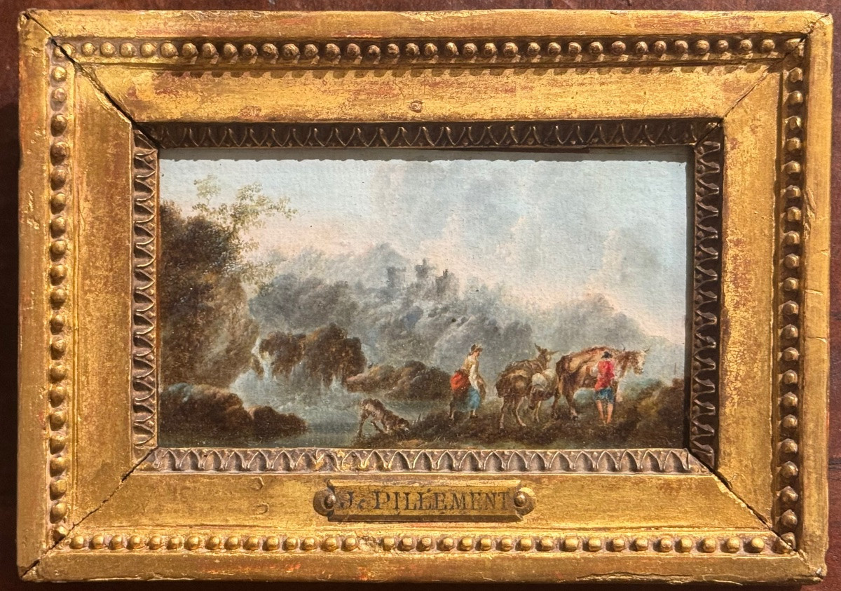 Pair Of Small Oils Attributed To Jean Baptiste Pillement-photo-4