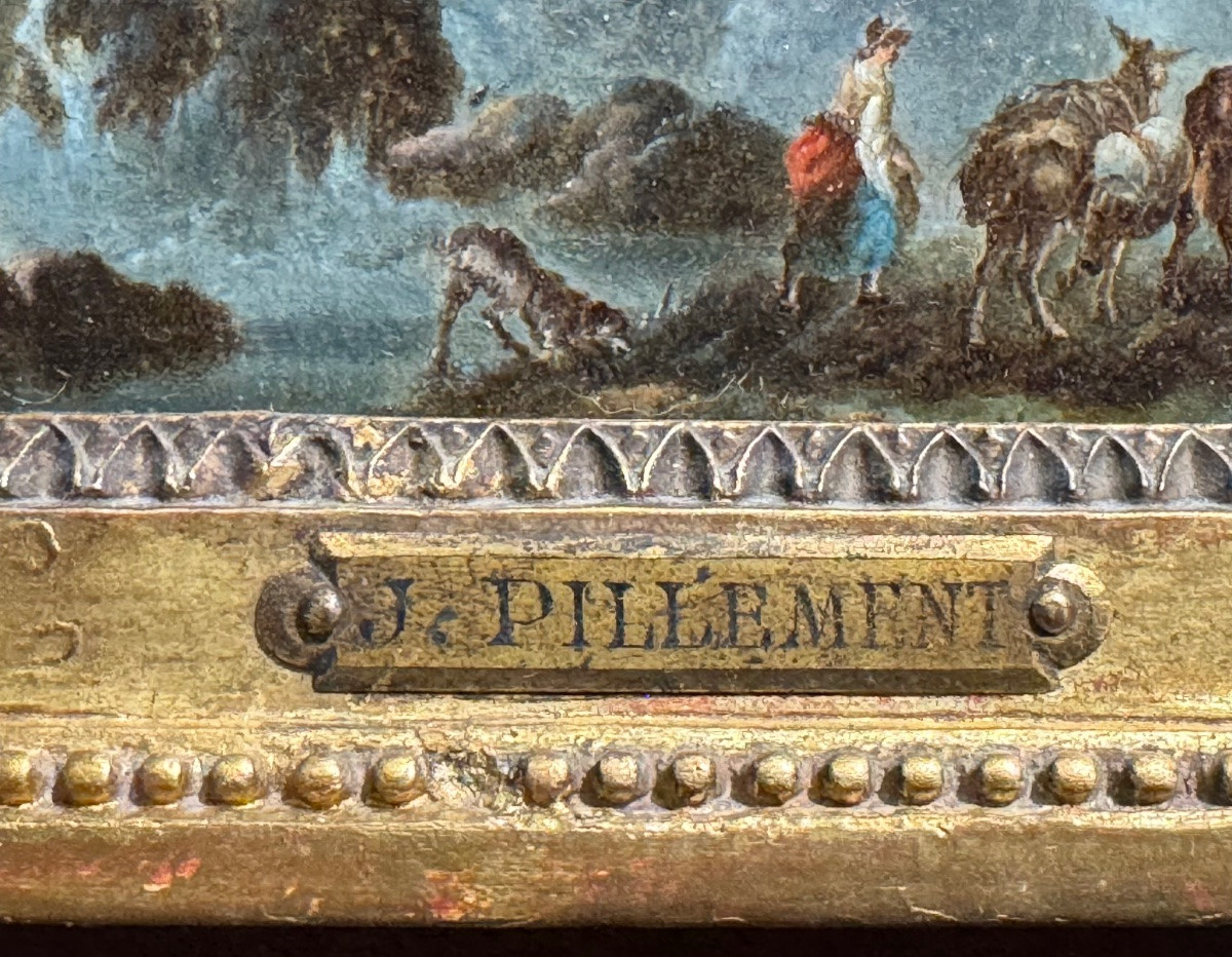 Pair Of Small Oils Attributed To Jean Baptiste Pillement-photo-3