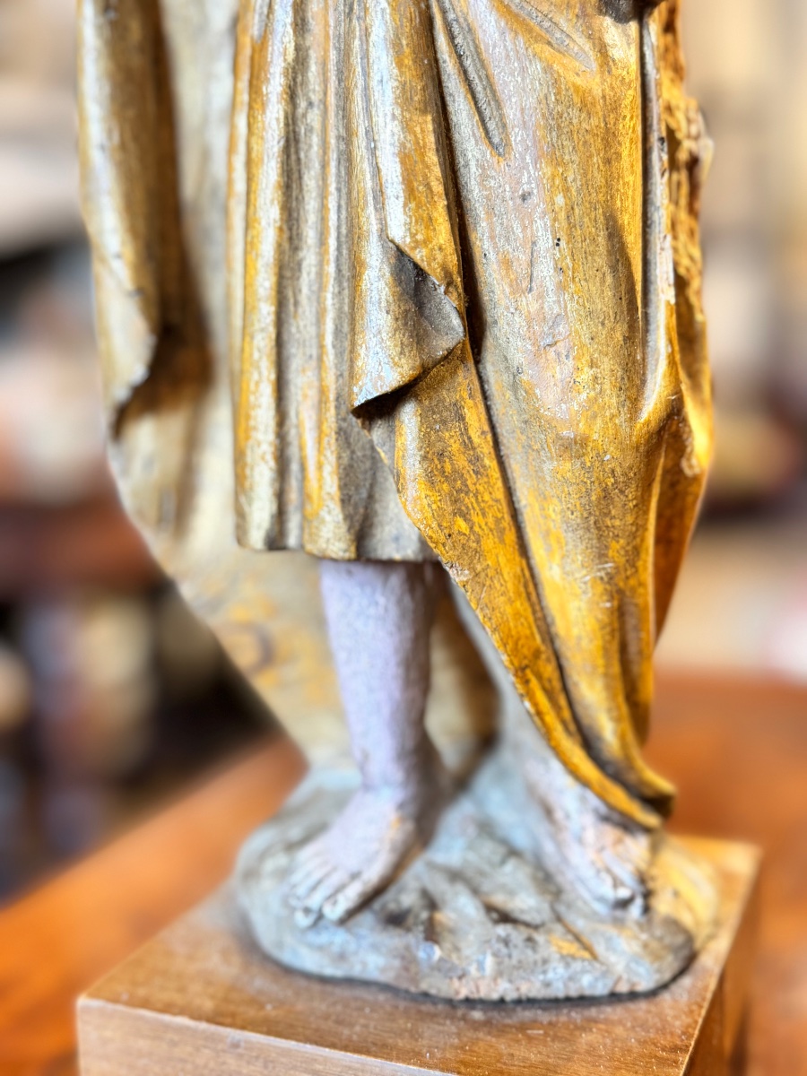 Pair Of Carved, Gilded And Polychrome Wood Angels - 18th Century-photo-4