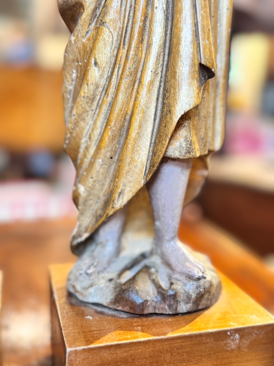 Pair Of Carved, Gilded And Polychrome Wood Angels - 18th Century-photo-3