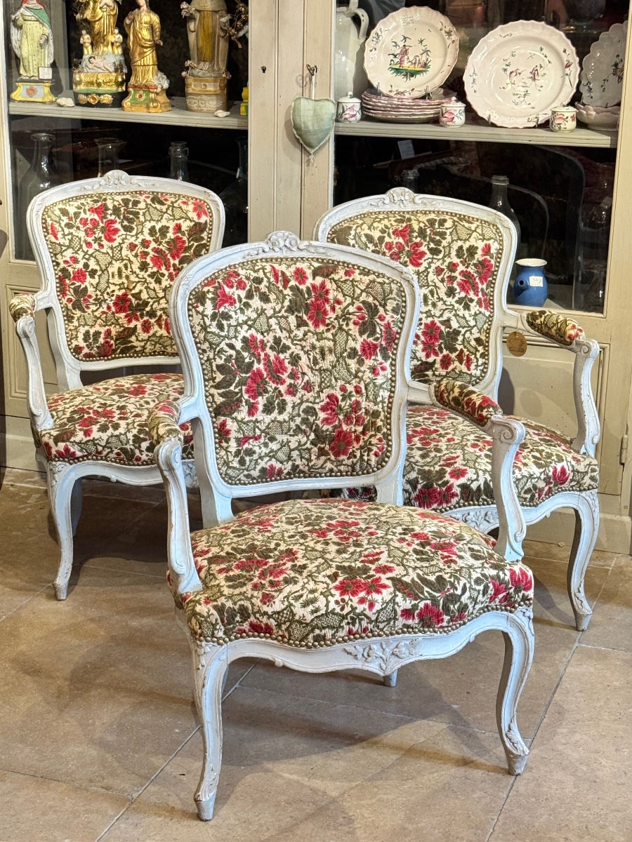 Suite Of Three Louis XV Cabriolet Armchairs