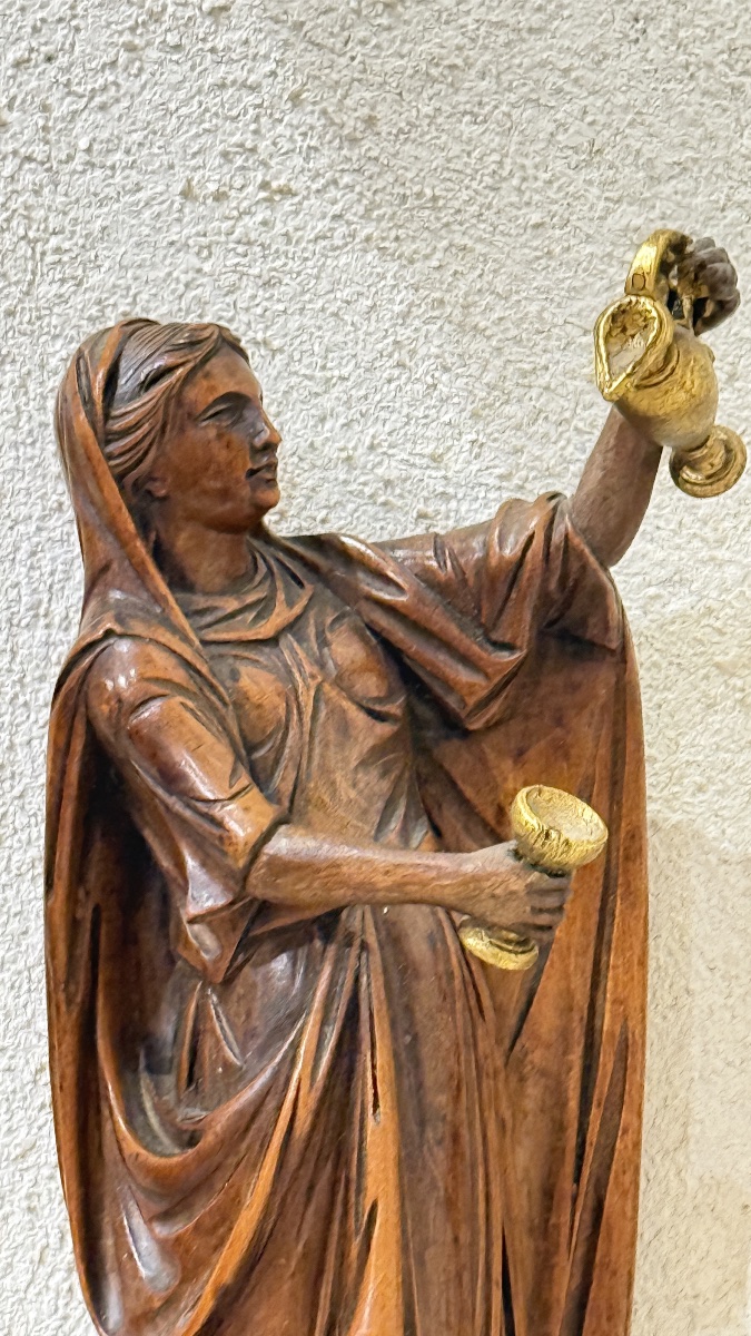 Paire de statuettes allégoriques néoclassiques en bois sculpté et doré – Italie, fin XVIIIe siè-photo-4