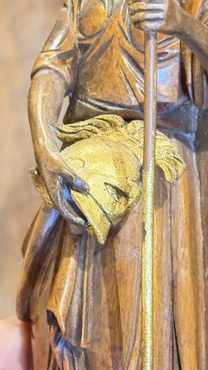 Paire de statuettes allégoriques néoclassiques en bois sculpté et doré – Italie, fin XVIIIe siè-photo-4