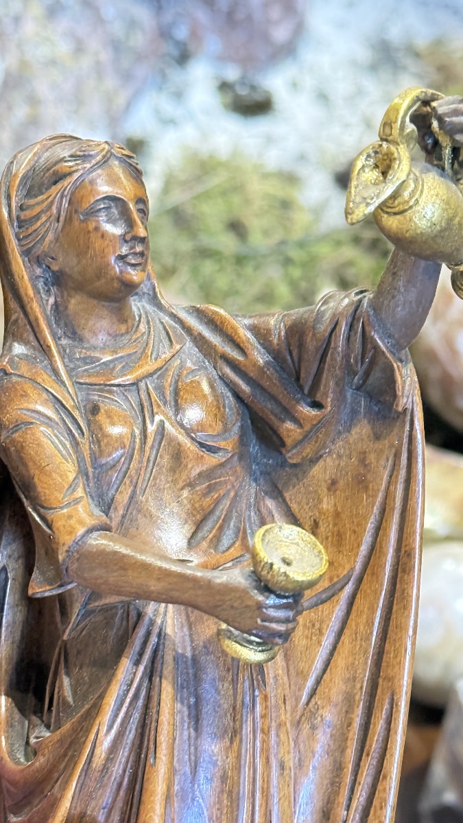 Paire de statuettes allégoriques néoclassiques en bois sculpté et doré – Italie, fin XVIIIe siè-photo-8