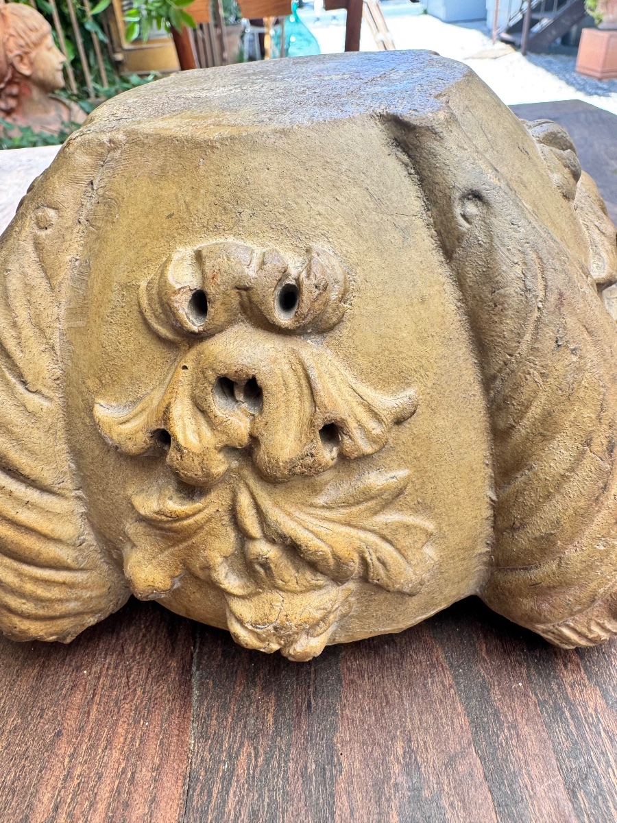 Molded Terra Cotta Ornamental Mortar With Renaissance Decor - 19th Century-photo-2