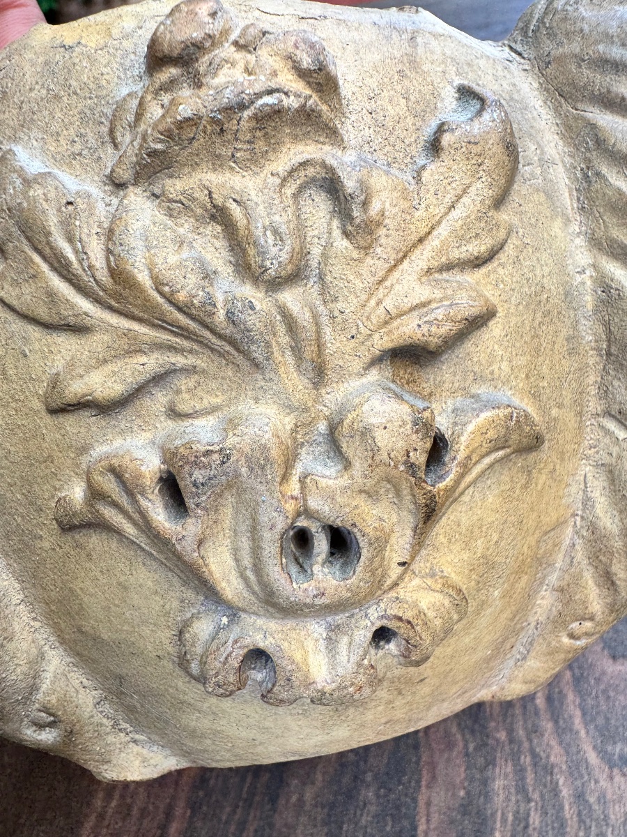 Molded Terra Cotta Ornamental Mortar With Renaissance Decor - 19th Century-photo-5