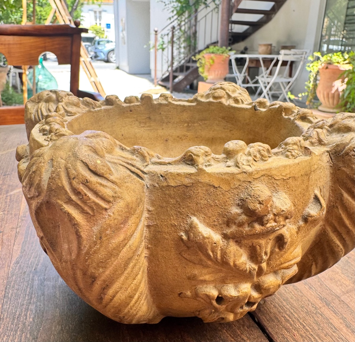 Molded Terra Cotta Ornamental Mortar With Renaissance Decor - 19th Century