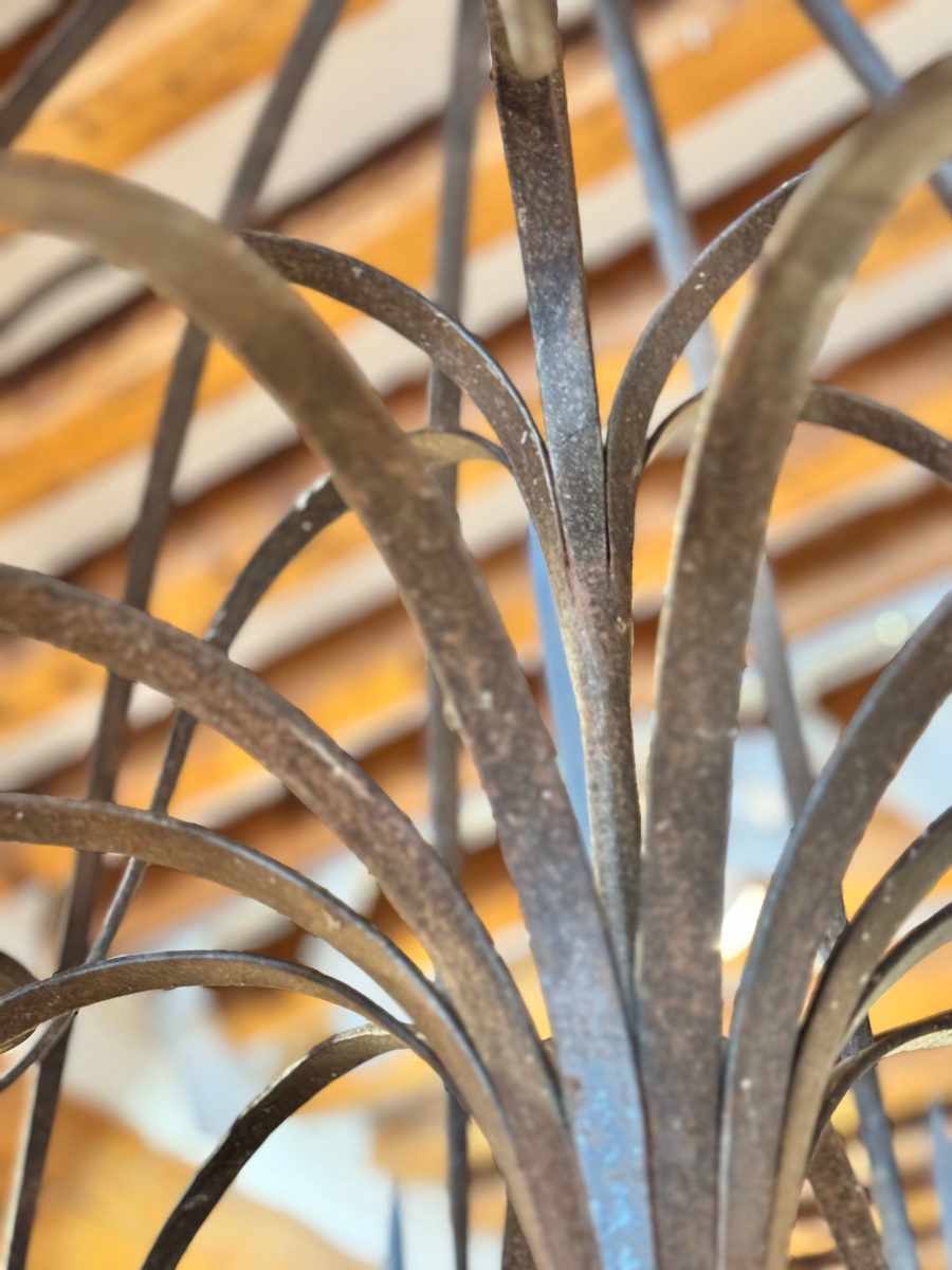 Very Large Flat Wrought-iron Chandelier, Late 19th Century-photo-7