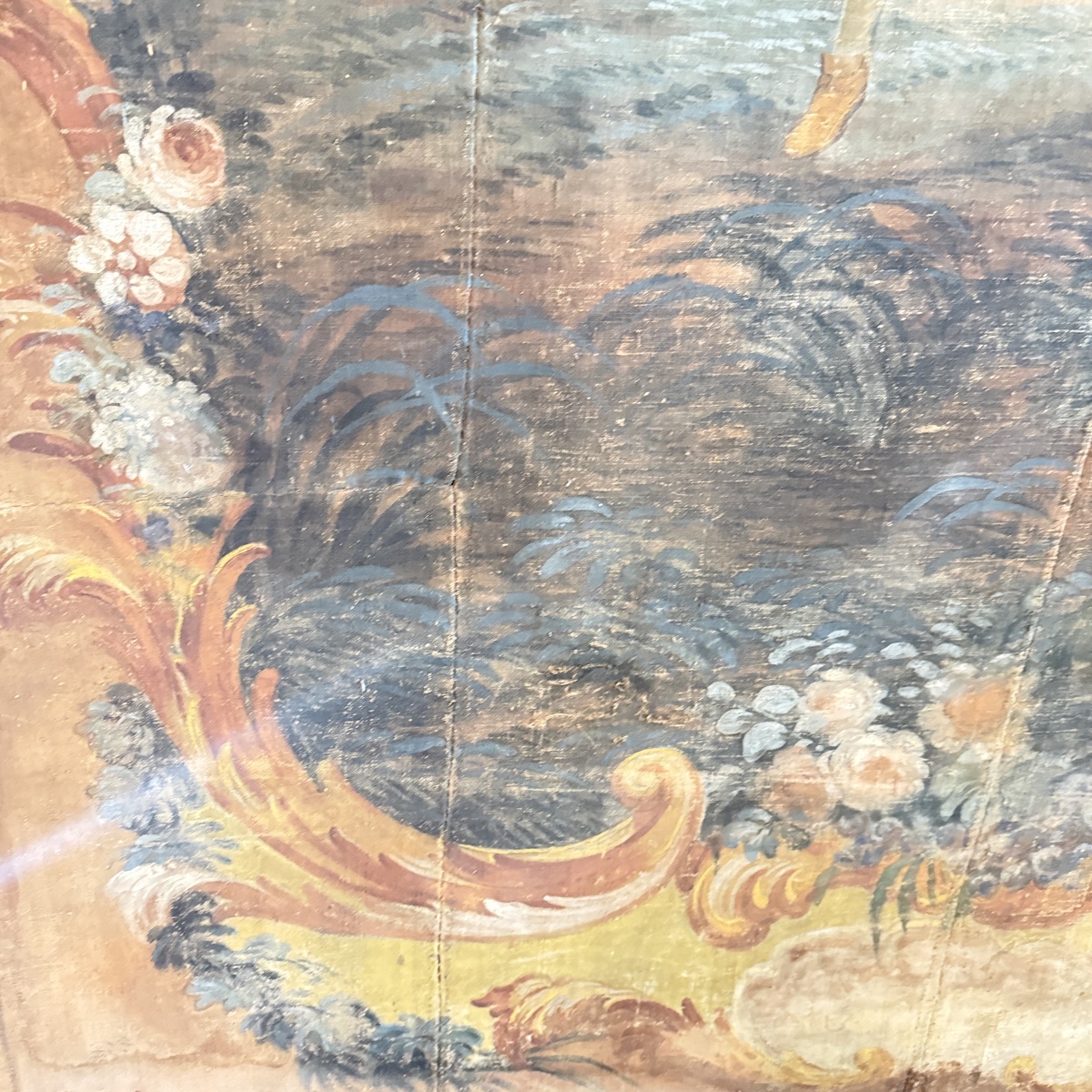 Large 18th-century Provençal Decorative Panel – A Romantic Scene Featuring A Swing-photo-2