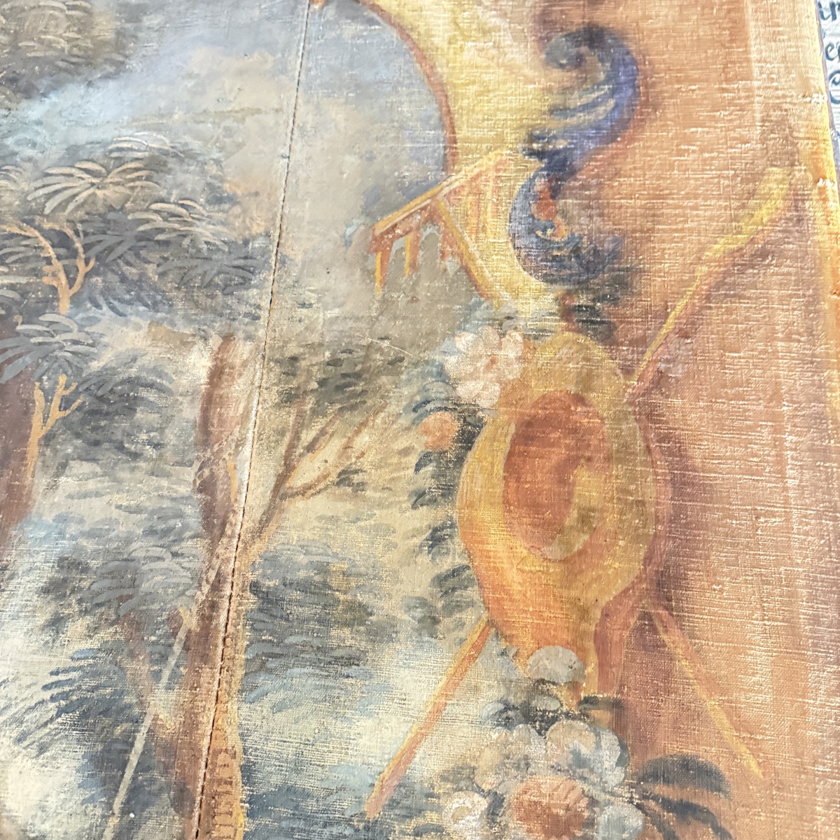 Large 18th-century Provençal Decorative Panel – A Romantic Scene Featuring A Swing-photo-2