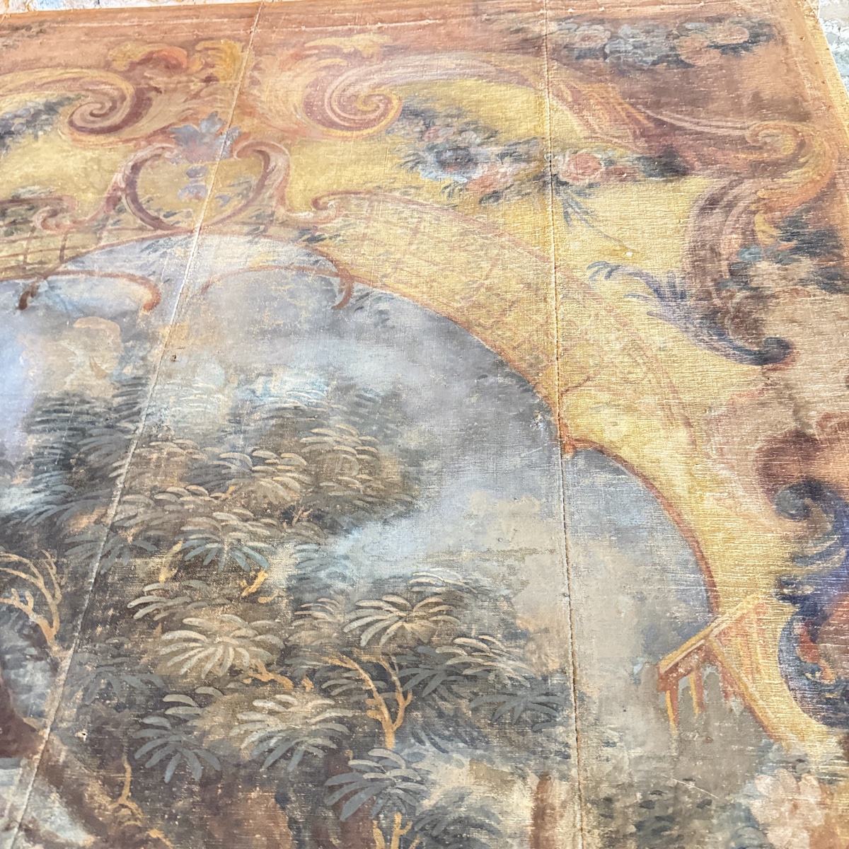 Large 18th-century Provençal Decorative Panel – A Romantic Scene Featuring A Swing-photo-3