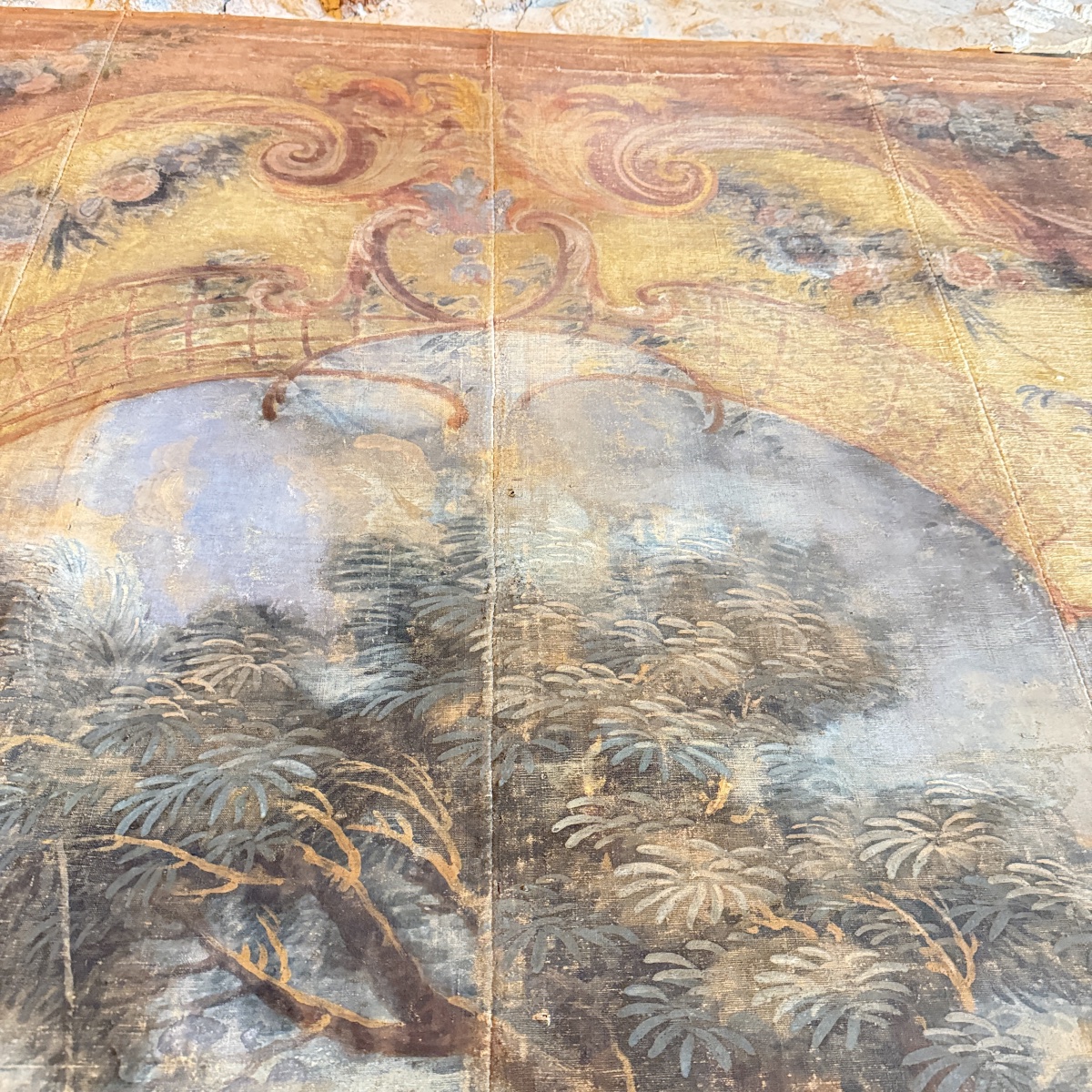 Large 18th-century Provençal Decorative Panel – A Romantic Scene Featuring A Swing-photo-4