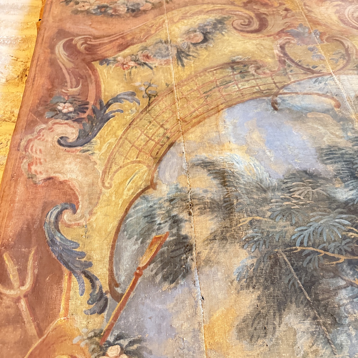 Large 18th-century Provençal Decorative Panel – A Romantic Scene Featuring A Swing-photo-5