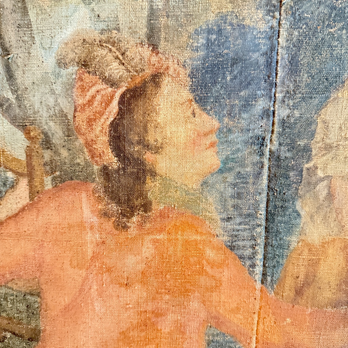 Grand panneau décoratif provençal du XVIIIᵉ siècle – Scène galante dans un paysage champêtre-photo-8