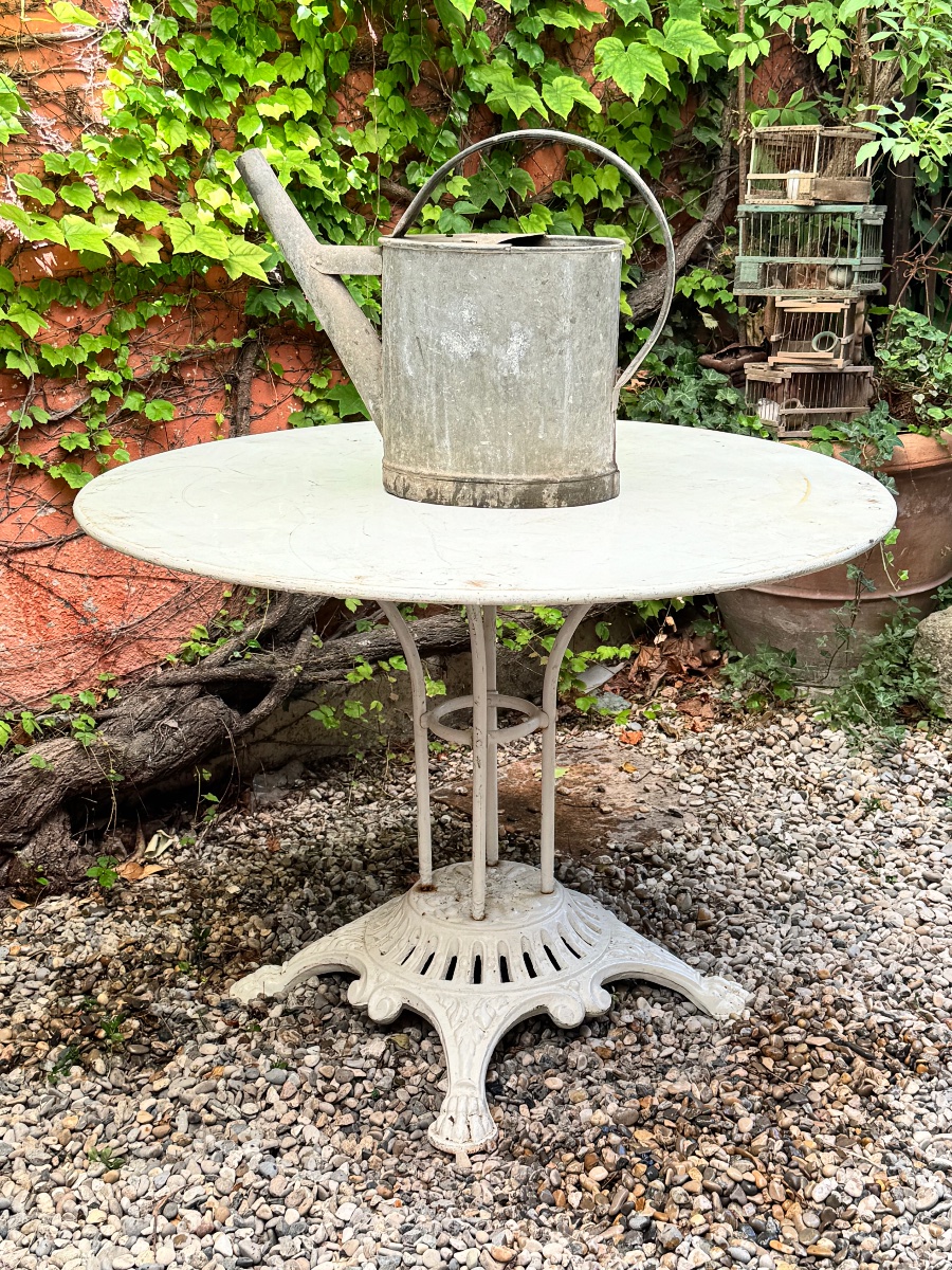 Table de jardin ovale en fonte et métal – XXe siècle-photo-3