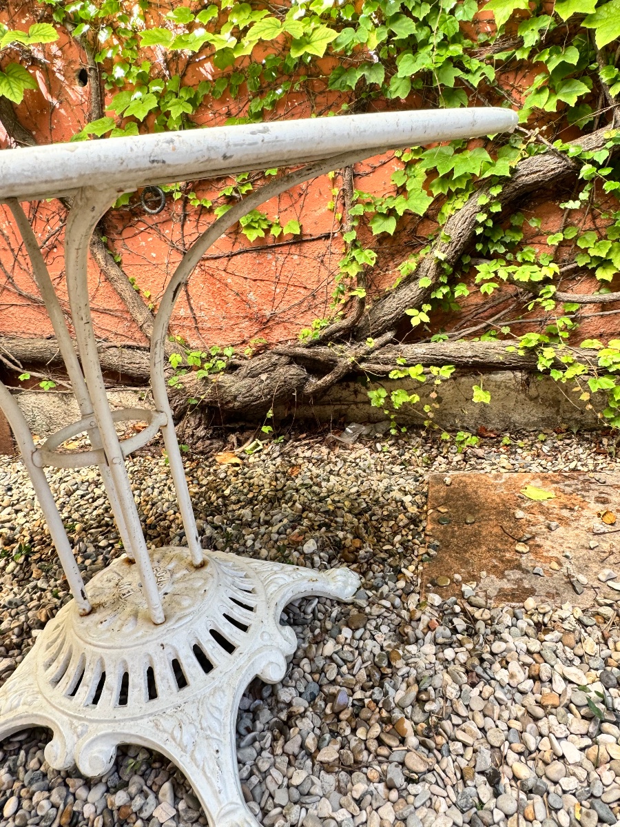 Table de jardin ovale en fonte et métal – XXe siècle-photo-4
