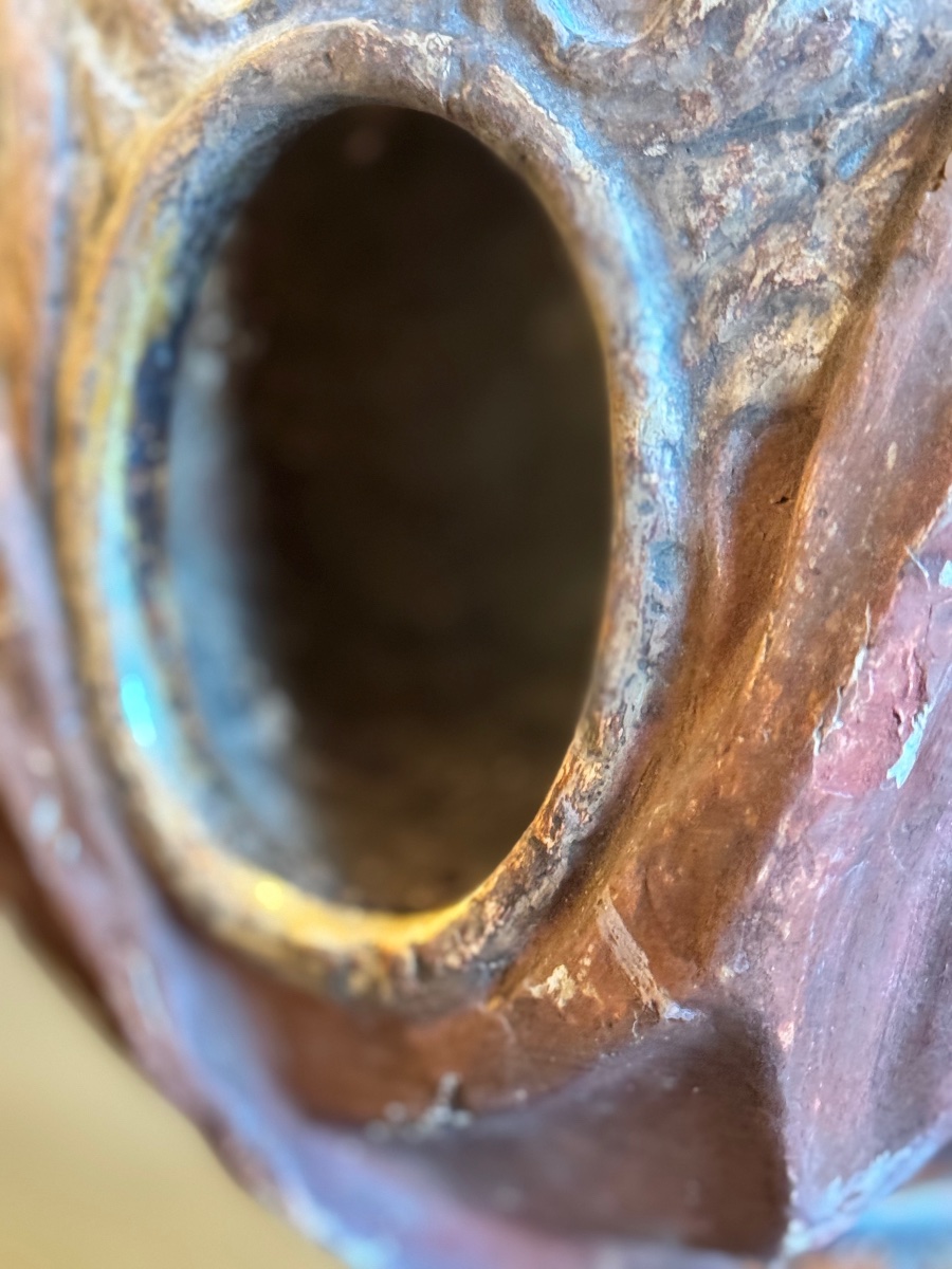 Buste reliquaire de sainte en bois sculpté et polychromé – Époque XVIIIᵉ siècle-photo-4
