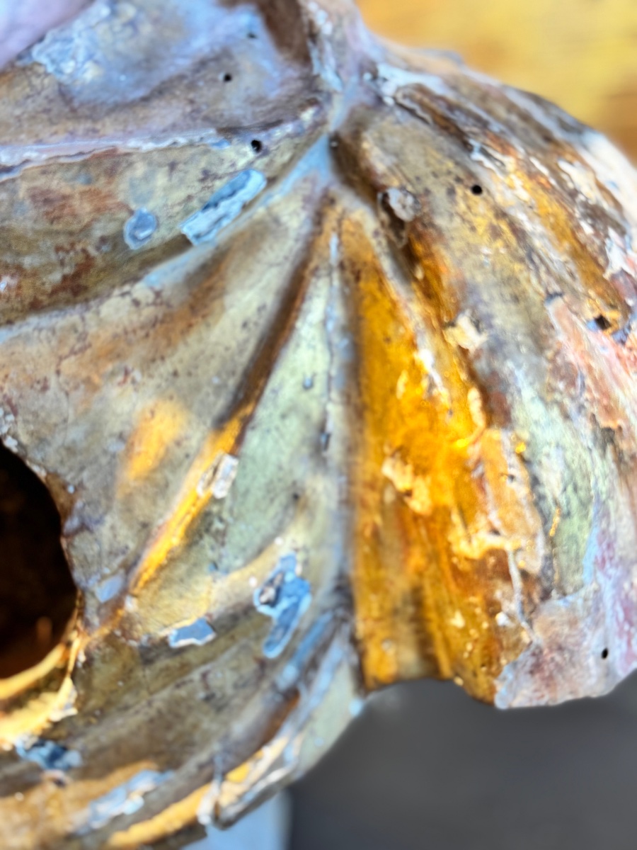 Buste reliquaire de saint en bois sculpté, polychromé et doré, époque XVIIIe siècle-photo-2