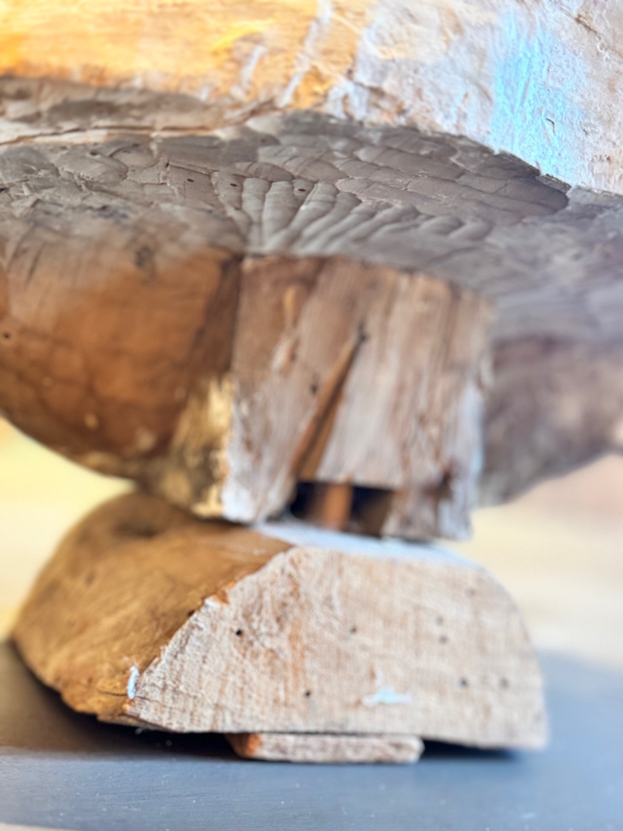 Buste reliquaire de saint en bois sculpté, polychromé et doré, époque XVIIIe siècle-photo-3