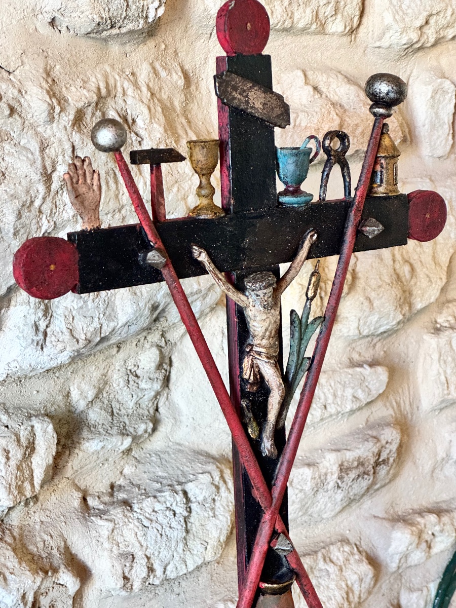  croix de marinier du Rhône aux Instruments de la Passion – Art populaire provençal, XIX s-photo-2