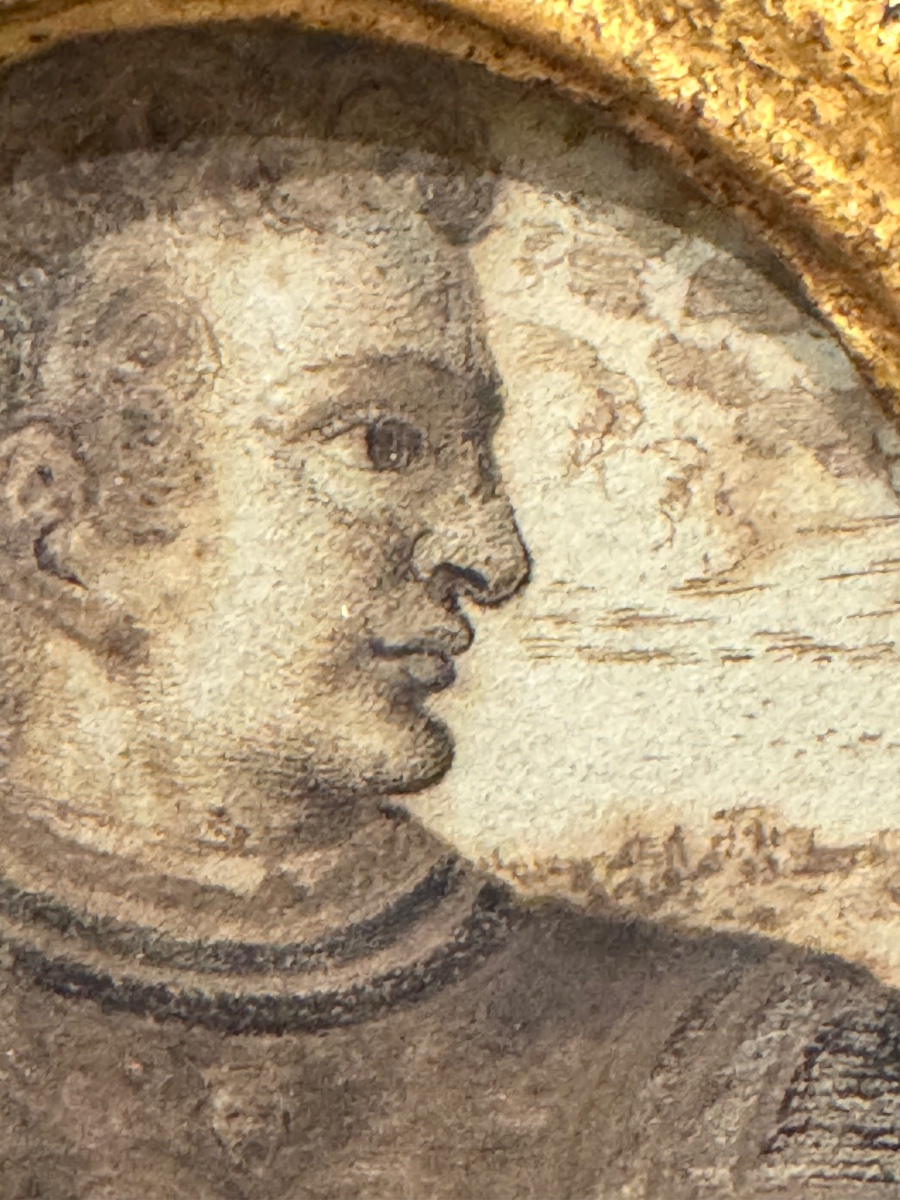 Portrait d’un condottiere italien du XVIe siècle dans un ancien cadre rocaille doré-photo-2