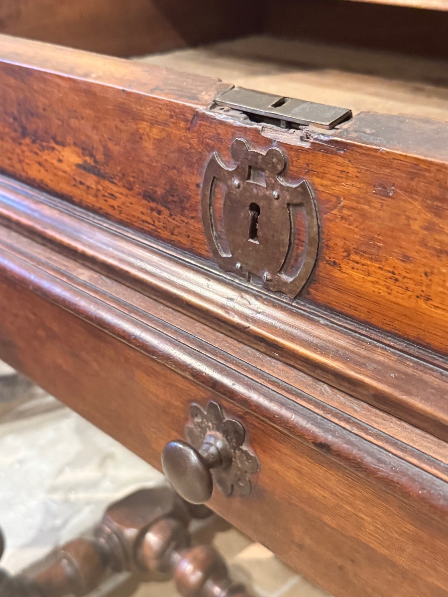  bureau de pente de voyage en noyer, époque Louis XIII – XVIIe siècle-photo-2