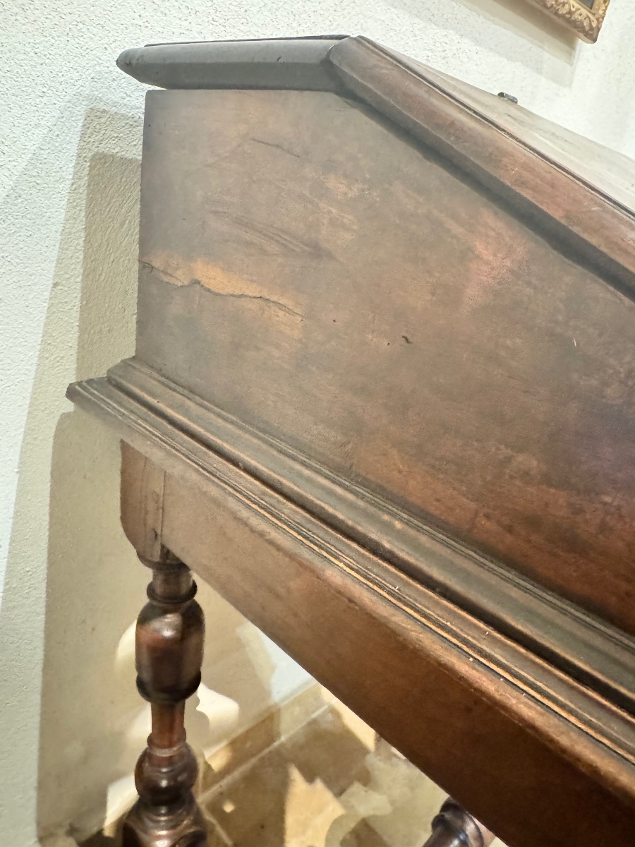  bureau de pente de voyage en noyer, époque Louis XIII – XVIIe siècle-photo-2