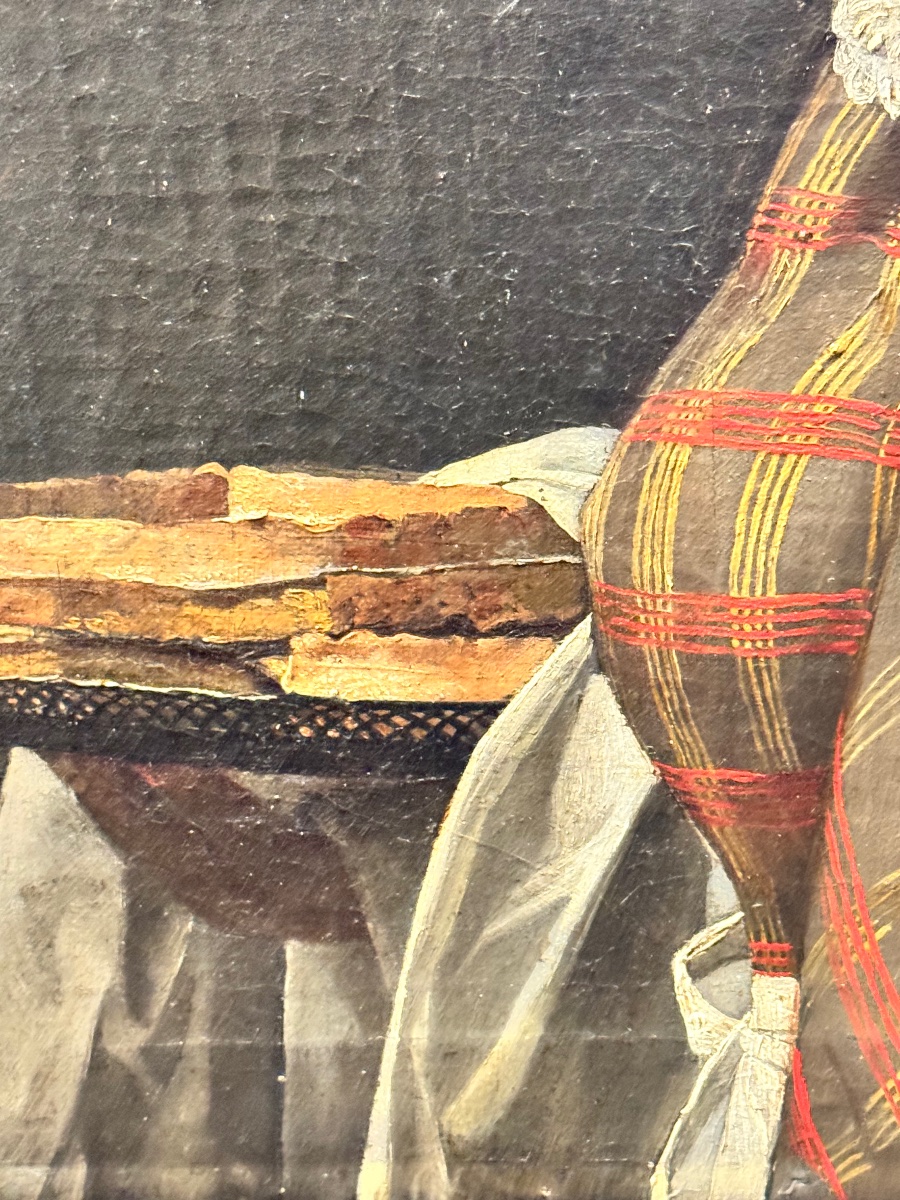 Portrait de jeune Hollandaise en costume traditionnel – huile sur toile 1830-photo-7