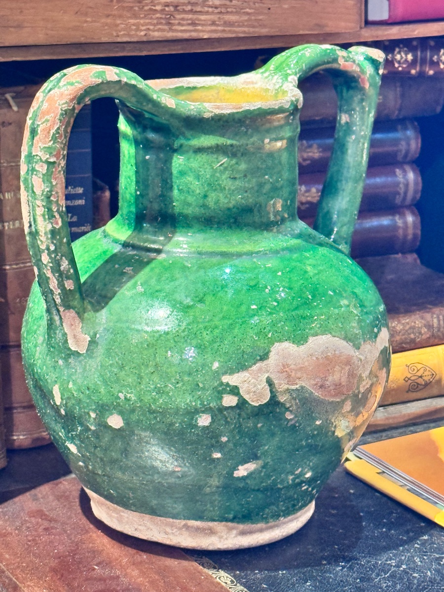 Green-glazed Earthenware Water Jug, 19th Century