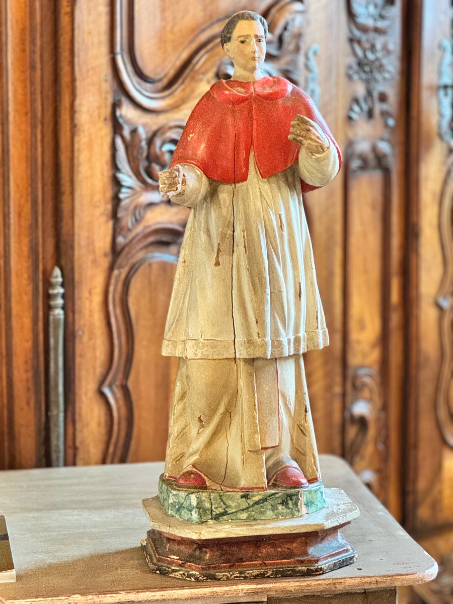 Rare et importante sculpture religieuse en bois sculpté, polychromé 