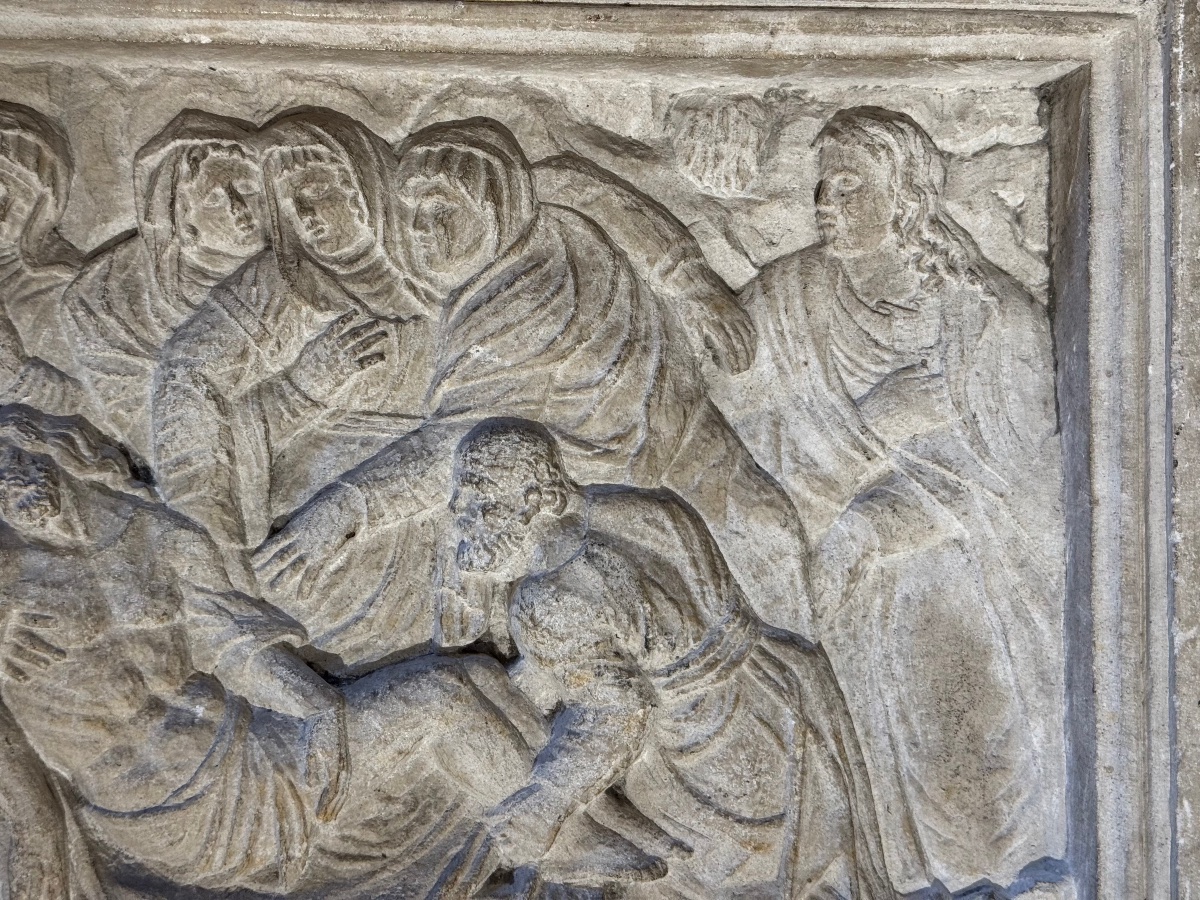 Deposition Of The Cross – Stone Bas-relief, 16th Century-photo-3