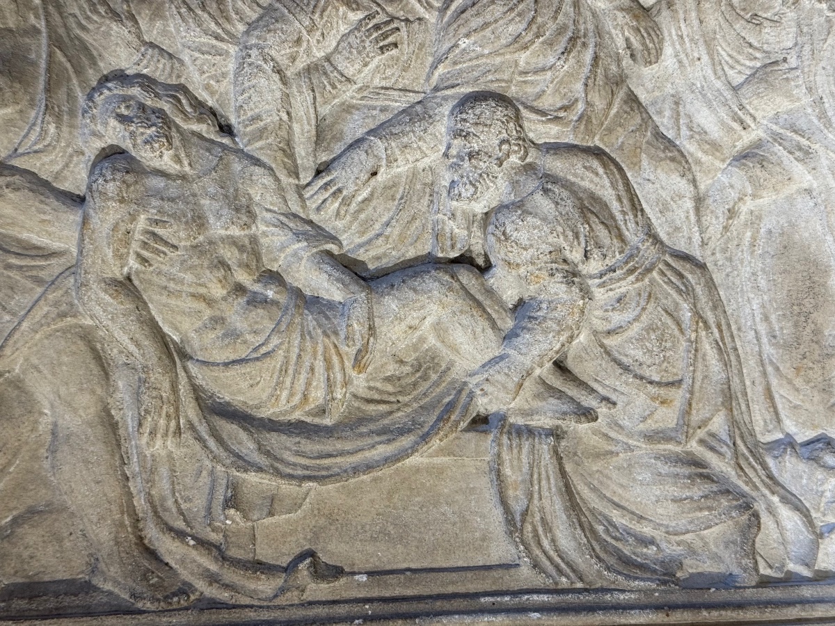 Deposition Of The Cross – Stone Bas-relief, 16th Century-photo-4