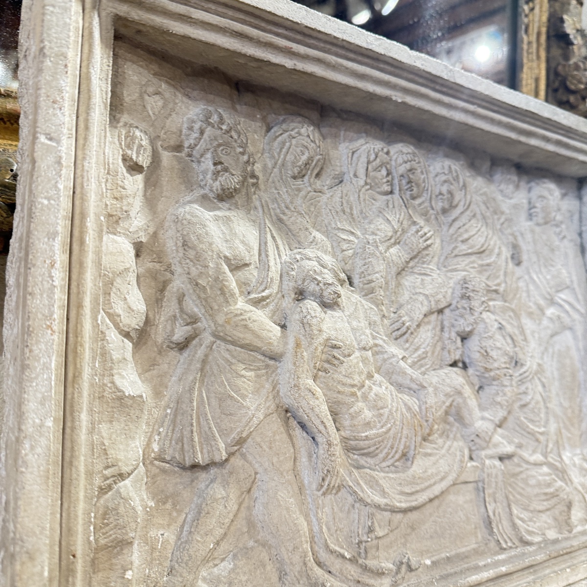 Deposition Of The Cross – Stone Bas-relief, 16th Century-photo-3